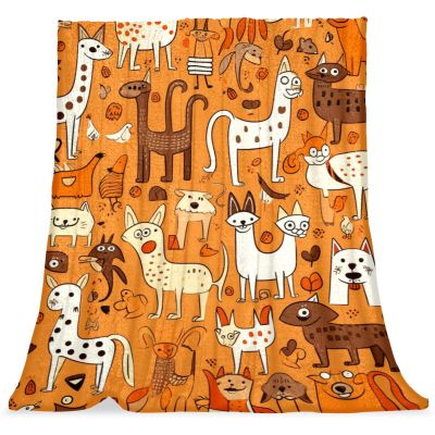 VTGHDEEQ Throw Blanket for Couch,Soft Blanket & Throws,Floral Cats and Dogs,59x39.3 in, M4ir5yjyzgrh