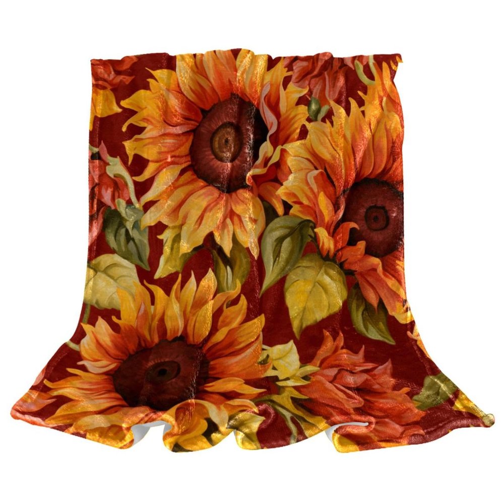 VTGHDEEQ Throw Blanket for Couch,Blankets for Women,Autumn Sunflower Flower,59x39.3 in, O1qg5zsrvilf
