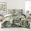 Merryword 8 Pieces Bed in a Bag Money Comforter Set California King Size Dollar Bill Comforter Set Gold Coins Bedding Set with 1 Comforter, 4 Pillowcases, 1 Flat Sheet, 1 Fitted Sheet, 1 Cushion Cover view 1