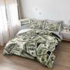 Merryword 8 Pieces Bed in a Bag Money Comforter Set California King Size Dollar Bill Comforter Set Gold Coins Bedding Set with 1 Comforter, 4 Pillowcases, 1 Flat Sheet, 1 Fitted Sheet, 1 Cushion Cover view 2