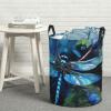 Laundry Hamper Round Laundry Basket with Handles Art Blue Dragonfly Laundry Hampers Waterproof Circular Hamper for Bathroom Storage Basket Dirty Clothes Hamper for Dirty Clothes view 1