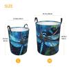 Laundry Hamper Round Laundry Basket with Handles Art Blue Dragonfly Laundry Hampers Waterproof Circular Hamper for Bathroom Storage Basket Dirty Clothes Hamper for Dirty Clothes view 3