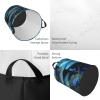 Laundry Hamper Round Laundry Basket with Handles Art Blue Dragonfly Laundry Hampers Waterproof Circular Hamper for Bathroom Storage Basket Dirty Clothes Hamper for Dirty Clothes view 4