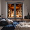 Abstract Mid Century Castle Bookshelf Window Film,Rustic Old Antique Library Books Suitable for Living Room,Kitchen,Bathroom-23.6W x47.2L in x2Pcs view 4