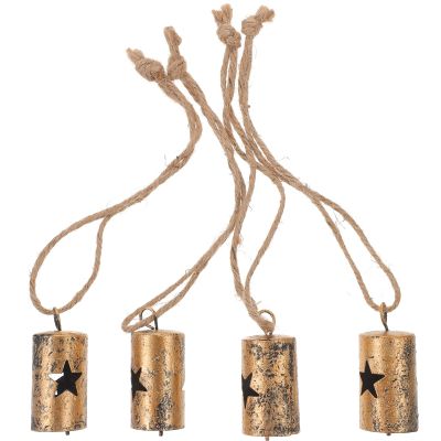 Alipis 4pcs Vintage Hanging Bells Charm for Crafts Sturdy Wind Chimes Ornaments for Home Decor Christmas Trees Projects Unique Bells for Jewelry Making