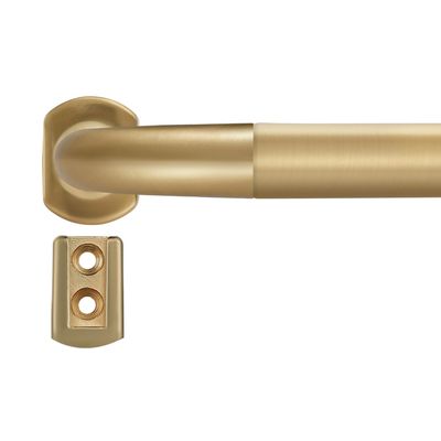 Splicing Room Darking Curtain Rods for Windows 28-116, 1inch Diameter Wrap Around Adjustable Drapery Blackout Curtain Rod, Warm Gold