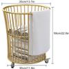 CAIYONG Shelf Rolling Stylish Luxury Metal Laundry Hamper with Wheels, Iron Art Dirty Clothes Hamper Easy Moved Storage Cart for Bathroom Bedroom Hotel Rooms view 2