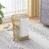 CAIYONG Shelf Rolling Stylish Luxury Metal Laundry Hamper with Wheels, Iron Art Dirty Clothes Hamper Easy Moved Storage Cart for Bathroom Bedroom Hotel Rooms view 3