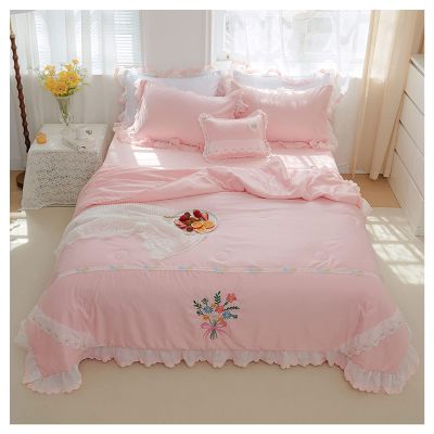 Summer Ice Silk Air Conditioning Quilt Washed Lace Princess Summer Cool Quilts for Adult Student Kids Home Textiles Bedding Decorate Your Bedroom 200 * 230cm (150 * 200cm)