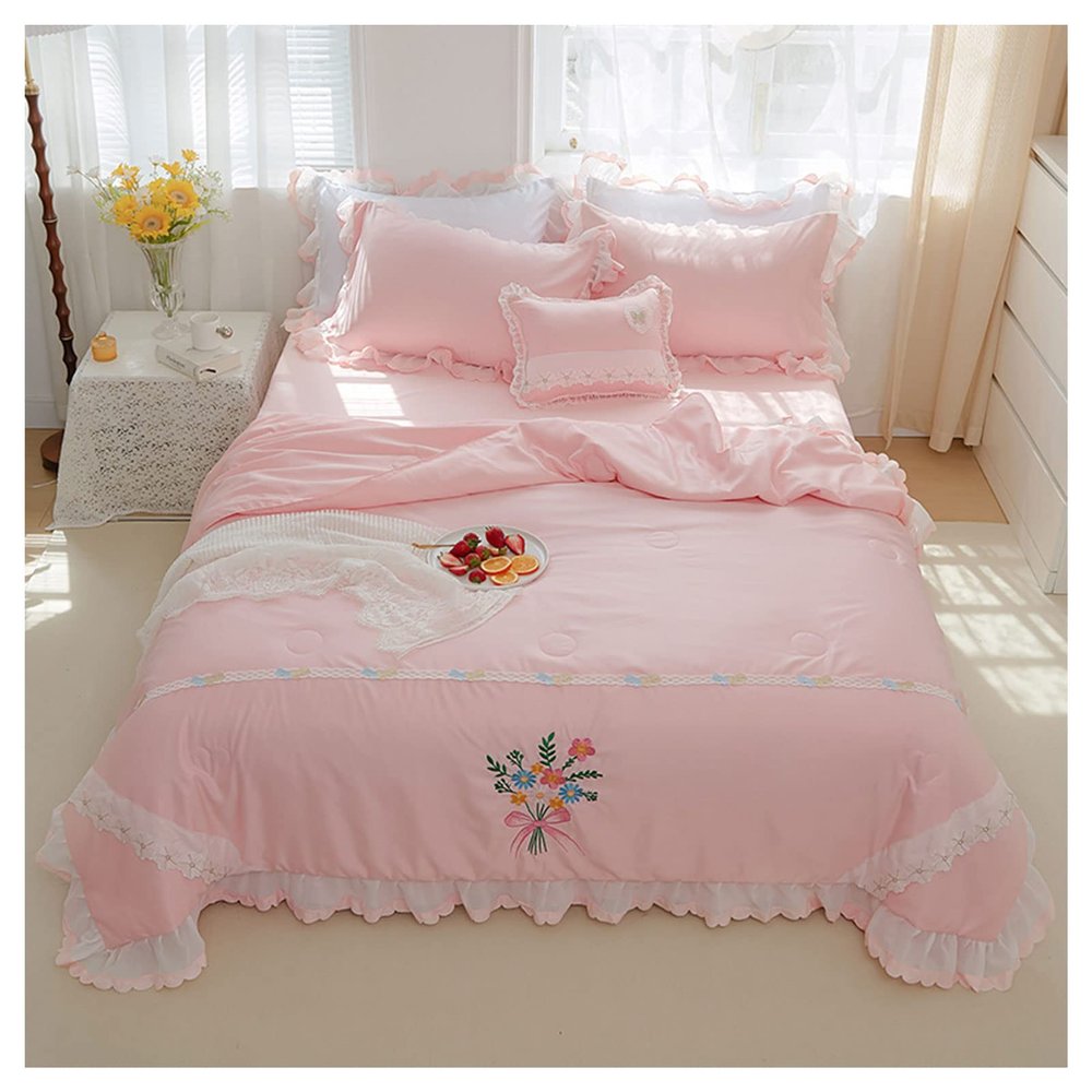 Summer Ice Silk Air Conditioning Quilt Washed Lace Princess Summer Cool Quilts for Adult Student Kids Home Textiles Bedding Decorate Your Bedroom 200 * 230cm (150 * 200cm)