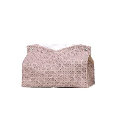 Multifunctional Tissue Box Holder PU Leather Tissue Box Living Room Tea Table PU Leather Tissue Box Kitchen Desktop Nordic Napkin Holder Household Storage Box Decorative Napkin Holder ( Color : Pink )