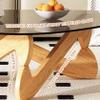 Coffee Tables for Living Room-Triangle Glass Coffee Table with Irregular Wooden Base End Table,Mid-Century Modern Abstract End Table,for Study Room Office Hotel Balcony(35.8in, Wood-Transparent) view 3
