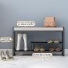 KAMPCO 3-Tier Shoe Rack Bench, Shoe Storage Bench for Entryway, Free Standing Change Shoe Bench for Bedroom Living Room Balcony, Black Metal Frame view 4
