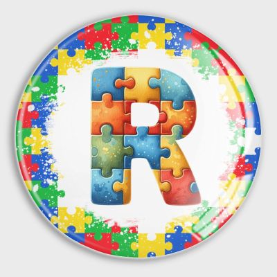 Autism Awareness Decorations Refrigerator Magnets with Letter R Watercolor Glass Fridge Magnets for Door Photos Father's Day Cabinet Decorations Gifts for Adult