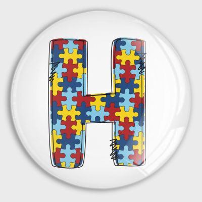 1 PCS Autism Special Education Accessories Glass Magnetic Refrigerator Magnet Monogram H Glass Fridge Magnets Custom Home Decorations Gifts Fridge Magnet Sticker for School Party Kitchen