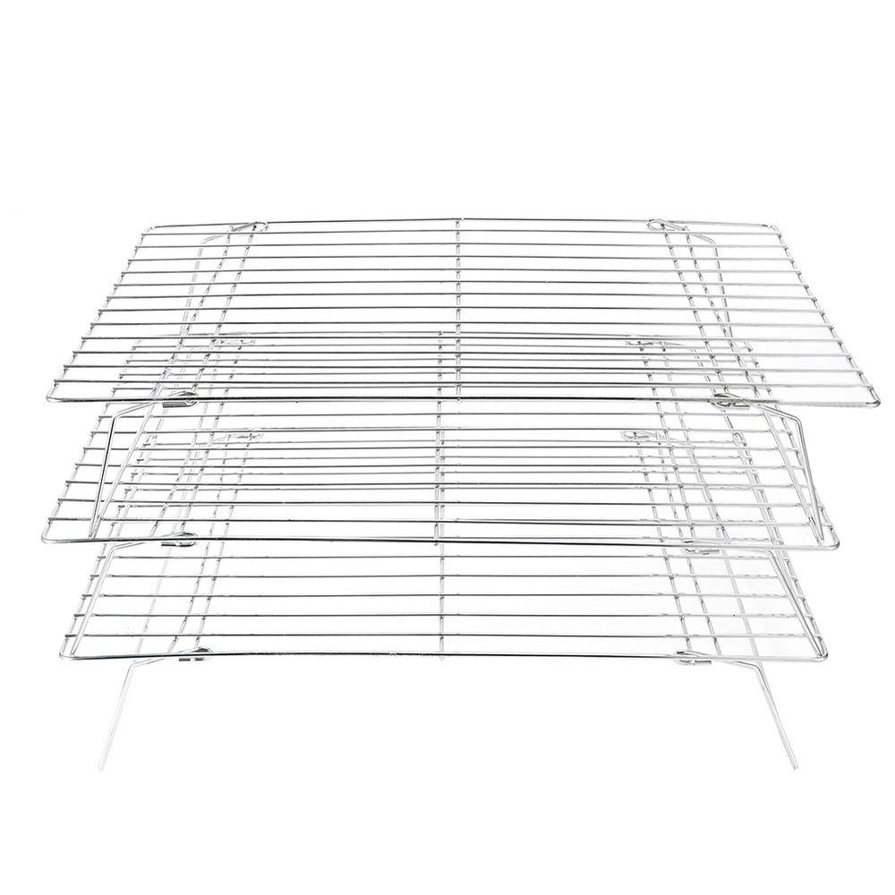 TANIQIACA 3-Tier Cooling Rack Collapsible Folding Legs for Cookies Cakes Kitchen Baking Grilling Tool