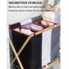 CAIYONG Shelf Collapsible Folding Clothes Basket Storage with Removable Liner Fabric Bag, Wood Laundry Hamper Sorter, X Frame, Laundry Sorte for Bedroom and Dorm view 3