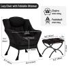 Furlide Lazy Chair with Ottoman, Modern Chair with Folding Footrest, Black Lounge Accent Chair, Comfortable Reading Chair, Oversized Armchairs for Bedroom, Study, Living Room, Courtyard view 2