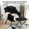 Furlide Lazy Chair with Ottoman, Modern Chair with Folding Footrest, Black Lounge Accent Chair, Comfortable Reading Chair, Oversized Armchairs for Bedroom, Study, Living Room, Courtyard view 3