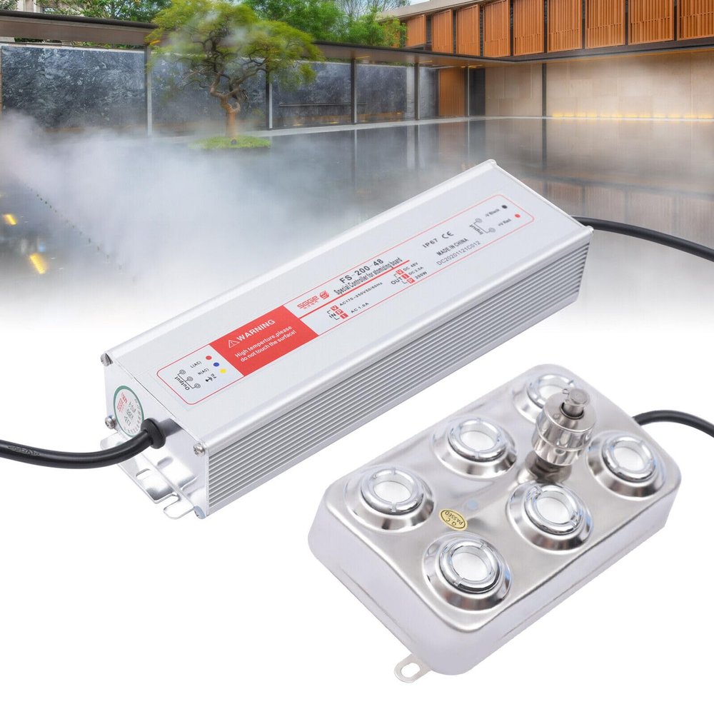YINZINR 6 Head Ultrasonic Mist Maker Fogger, Waterproof Atomization Maker Water Fountain Pond Atomizer Air Humidifier, for Pond Aquarium Rockery