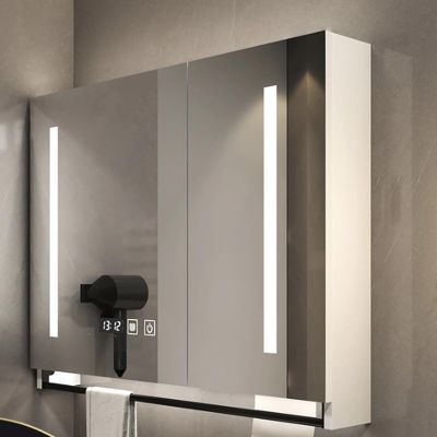 Smart medicine cabinet with mirror and led lights,bathroom vanity mirror with storage,One-click defogging,Rectangular Medicine Cabinets with Towels Bar,Medicine Cabinet Wall Mounted Touch Switch ( Col