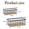 Hyuetrsa 4-Pack Metal Wire Basket Storage, Detachable Wood Base Storage Organizer, Two Size Farmhouse Rectangular Wall Mounted Bins for Kitchen, Bathroom,Pantry, Garage, Laundry Room view 2