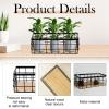 Hyuetrsa 4-Pack Metal Wire Basket Storage, Detachable Wood Base Storage Organizer, Two Size Farmhouse Rectangular Wall Mounted Bins for Kitchen, Bathroom,Pantry, Garage, Laundry Room view 3