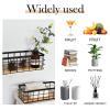 Hyuetrsa 4-Pack Metal Wire Basket Storage, Detachable Wood Base Storage Organizer, Two Size Farmhouse Rectangular Wall Mounted Bins for Kitchen, Bathroom,Pantry, Garage, Laundry Room view 4