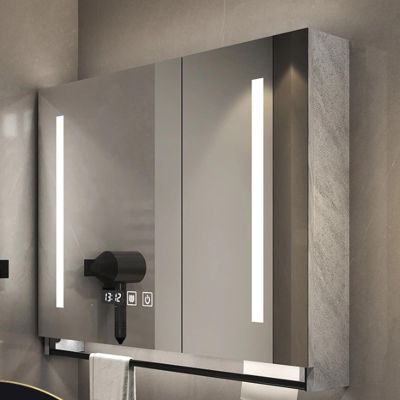 Smart medicine cabinet with mirror and led lights,bathroom vanity mirror with storage,One-click defogging,Rectangular Medicine Cabinets with Towels Bar,Medicine Cabinet Wall Mounted Touch Switch ( Col