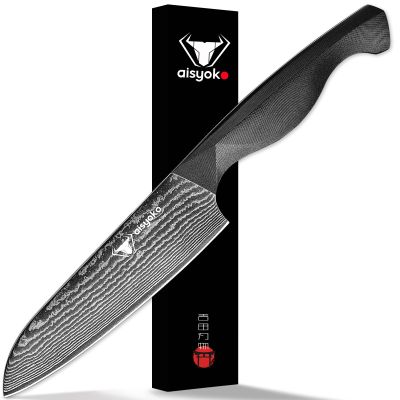 aisyoko Santoku Knife 5" inches-Japan 8C Super Steel 67 Layer Damascus Steel-Sharp Kitchen Knife-Full Tang ABS Anti-Skid Handle utility knife Cooking Knife with Luxury Gift Box