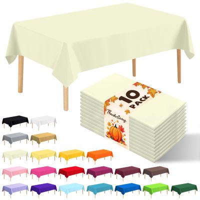 JHDZDHY 10 Pack Premium Disposable Plastic Tablecloth 54" X 108" Rectangle Table Cover for Birthdays Weddings Christmas Anniversary Buffet Table (Beige)