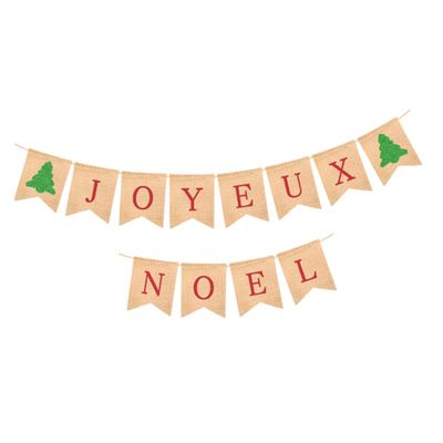 CIMAXIC Joyeux Noel Christmas Burlap Banner Party Decorations Hanging Christmas Decorations for Party