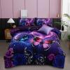 A Nice Night Galaxy 6pcs Bed in a Bag Purple and Blue Dreamy 3D Butterfly Printed, Butterflies Bedding Full Comforter Set, for Girls Kids Teens view 1