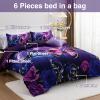 A Nice Night Galaxy 6pcs Bed in a Bag Purple and Blue Dreamy 3D Butterfly Printed, Butterflies Bedding Full Comforter Set, for Girls Kids Teens view 2