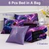 A Nice Night Galaxy 6pcs Bed in a Bag Purple and Blue Dreamy 3D Butterfly Printed, Butterflies Bedding Full Comforter Set, for Girls Kids Teens view 3