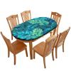 Barsada Tropical Palm Leaf Print Oval Tablecloths Wipeable Spillproof Elastic Table Cloth Oval Tablecloth Table Covers for Dining/Party/Buffet/Wedding Fits for 52 x 70 Oval Table view 1