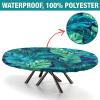 Barsada Tropical Palm Leaf Print Oval Tablecloths Wipeable Spillproof Elastic Table Cloth Oval Tablecloth Table Covers for Dining/Party/Buffet/Wedding Fits for 52 x 70 Oval Table view 2