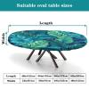 Barsada Tropical Palm Leaf Print Oval Tablecloths Wipeable Spillproof Elastic Table Cloth Oval Tablecloth Table Covers for Dining/Party/Buffet/Wedding Fits for 52 x 70 Oval Table view 4