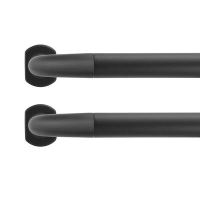 2 Pack 1Inch Diameter Wrap Around Curtain Rods, 28-48Inch Adjustable Length Room Darking Curtain Rods with Aluminum Finials and Brackets, Matte Black