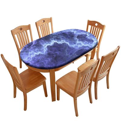 Barsada Marble Print Oval Tablecloth Fitted Waterproof & Stain Resistant Elastic Tablecloths for Oval Tables Cover Table for Dining/Party/Buffet/Wedding Fits for 42 x 60 Oval Table