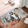 Dwrepo Animals Lemur Flowers Pattern Print Bathroom Rugs Absorbent Microfiber Bath Mat Flannel Area Rug Rubber Backing Non Slip Door Mat for Outdoor Indoor Home Entry Mat 24 x 16 in, White view 2