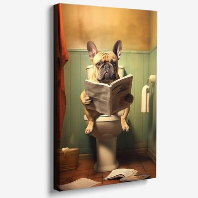 Reateforin Funny Bathroom Wall Decor Art Dog Wall Art for Bathroom Funny Animal Canvas Print Painting for Bedroom Cute Bathroom Pictures Decor,Funny Bathroom Decor Bathroom Art 28x40 Inches