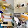Wall Mounted Table Fold Out Convertible Desk Multi-Function Computer Writing Floating Desk Workbench Home Office Wood Wall Hanging Desk view 4