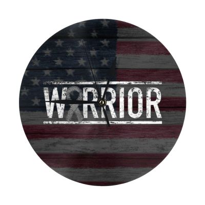 Brain Cancer Warrior Awareness Ribbon Wall Clock Oil Painting Round Decor Non Ticking for Home Office School