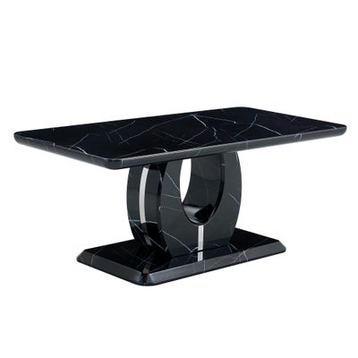 43" Modern Coffee Table for Living Room, Faux Marble Coffee Table with Minimalist Luxury Design, Rectangle Coffee Table