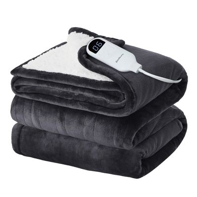Bedsure Electric Blanket Full Size - Soft Flannel Heated Blanket, Fast Heating with 10 Time Settings & 6 Heat Settings, Warm Gift for Grandma (72x84 inches, Dark Grey)