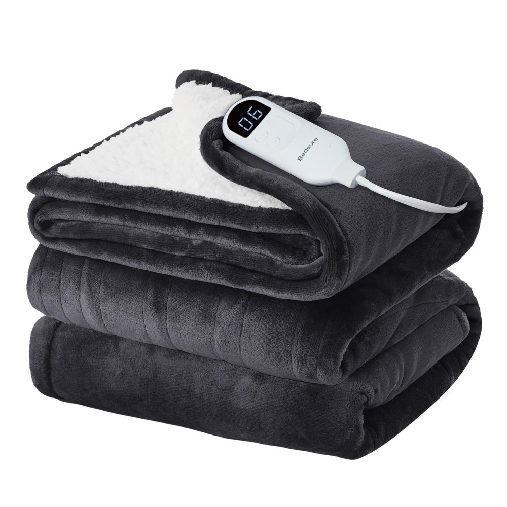 Bedsure Electric Blanket Full Size - Soft Flannel Heated Blanket, Fast Heating with 10 Time Settings & 6 Heat Settings, Warm Gift for Grandma (72x84 inches, Dark Grey)