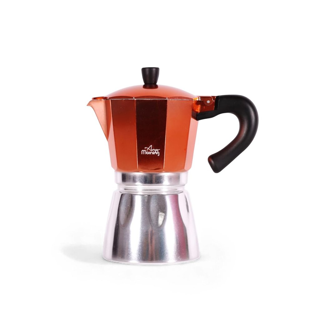 Any Morning Espresso Stovetop Coffee Maker, Cuban Italian Coffee Maker Stovetop, Moka Pot Induction, Stainless Steel Moka Coffee Maker, PBA Free Greca Coffee Maker, 10 Oz, 6 Expresso Cups Copper