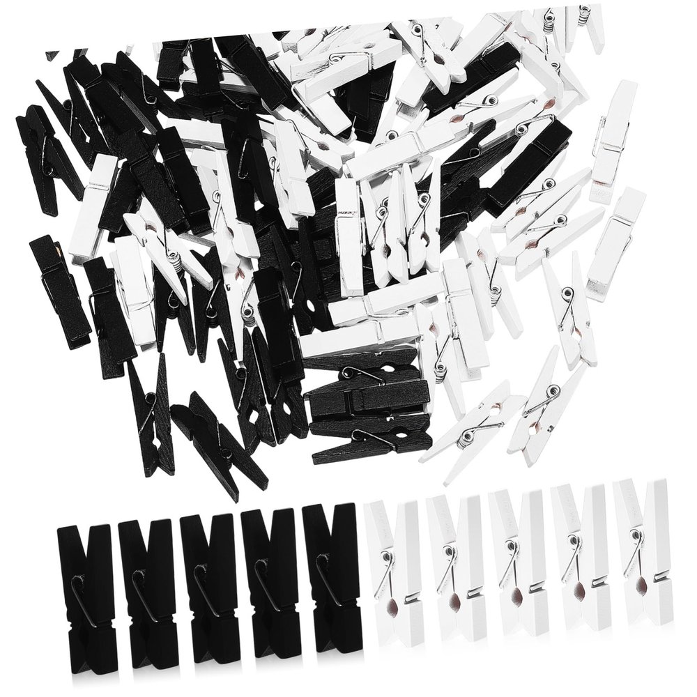 WOFASHPURET 100pcs Wooden Clothespins Decorative Picture Clips Laundry Clothes Pegs Sturdy Office Supplies Photo Hanging Clips String