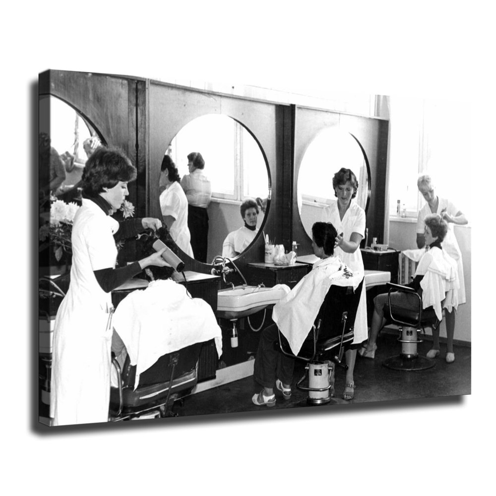 1930s Black and White Hair Salon Beauty Canvas Wall Decor Art Painting Prints on Modern Posters Prints Artwork for Living Room, Bathroom,Bedroom,Home (20x30inch,Unframed)